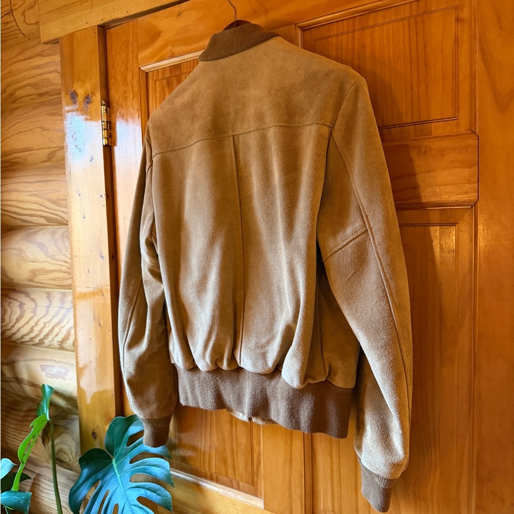 Schott NYC Men’s Suede Leather Bomber Jacket Sz Large in Tan Beige - Picture 8 of 14